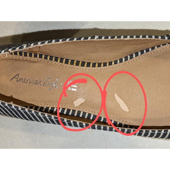 American Eagle Wedge Shoes Espadrille‎ Canvas Stripes Women's 9.5 Nautical Beach - Picture 6 of 7